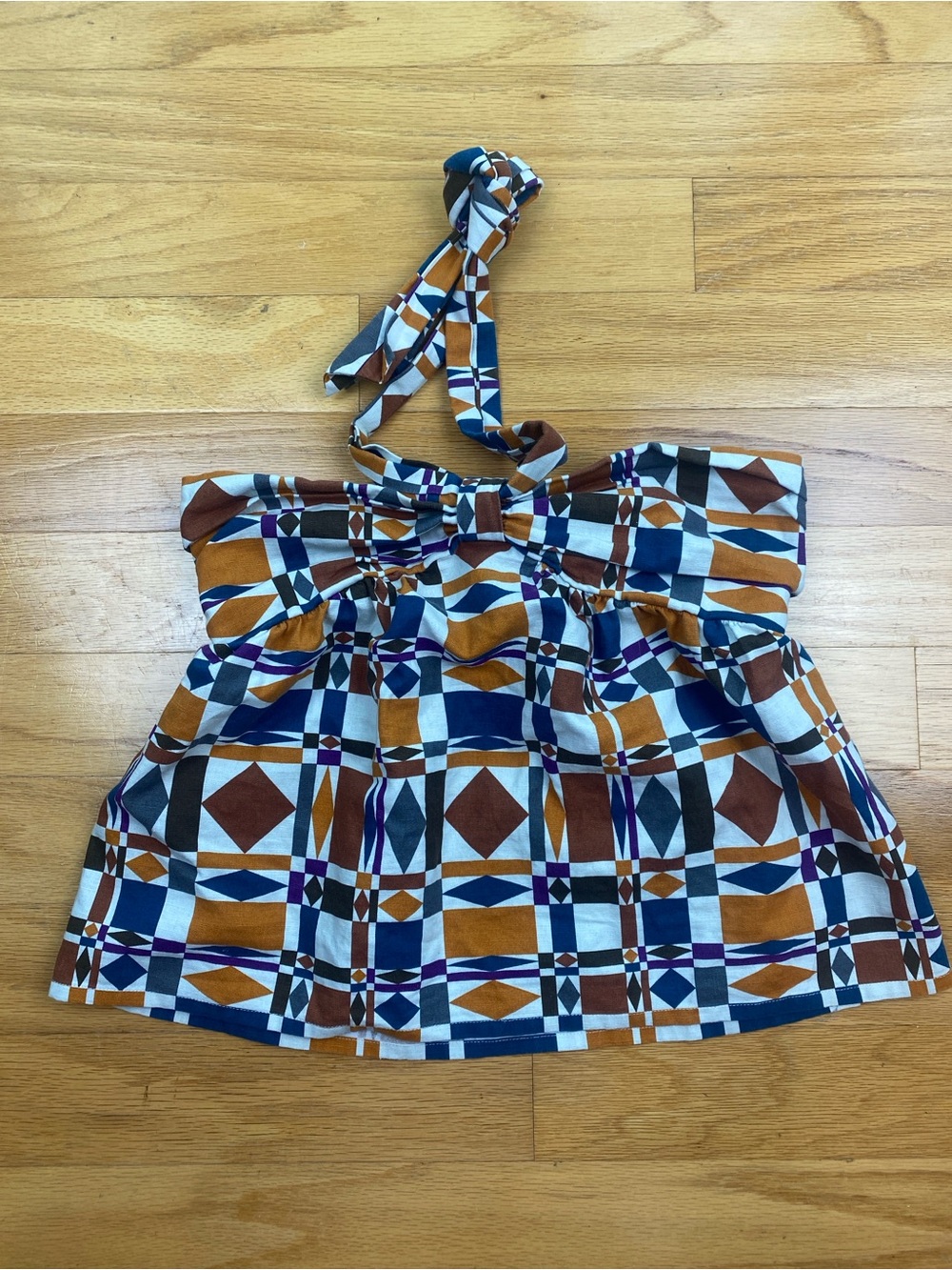 SÉZANE Tallulah Linen-Blend Halter Blouse, Ditsies 70s, FR38 US6 M